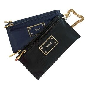 2 Prüne reptile Leather Clutch/wristlets  X2. blue and black you get two!